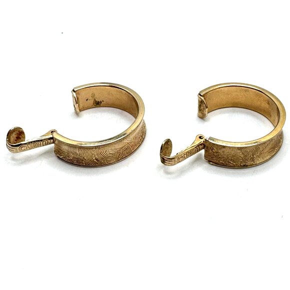 Sarah Coventry Vtg Goldtone Clip-On Earrings Thumbprint Texture Chunky Statement - Picture 5 of 8